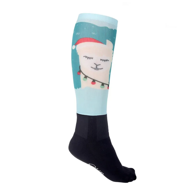 QHP Cheery Knee Socks - Christmas Alpaca